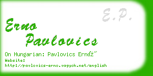 erno pavlovics business card